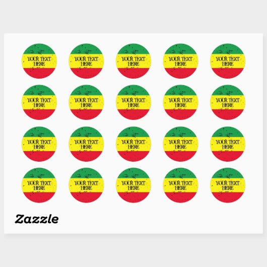 Rastafarian vlag Rasta kleuren reggae muziek custo Ronde Sticker (Vel)