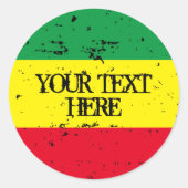 Rastafarian vlag Rasta kleuren reggae muziek custo Ronde Sticker (Voorkant)