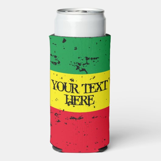 Rastafarian vlag reggae muziek op maat seltzer blikjeskoeler (Seltzer Achterkant)