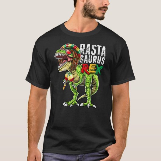 Rastasaurus Rex Rastafarian T Rex Dinosaur Reggae  T-shirt (Voorkant)