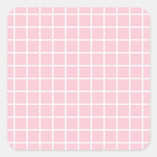 Raster Baby roze en witte minimalistische controle Vierkante Sticker (Voorkant)
