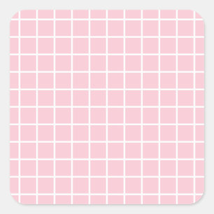 Raster Baby roze en witte minimalistische controle Vierkante Sticker