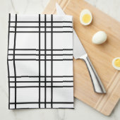 Raster Black en White Pset Tartan Pattern Theedoek (Quarter Fold)