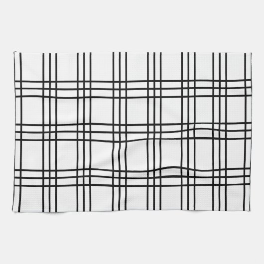 Raster Black en White Pset Tartan Pattern Theedoek (Horizontaal)