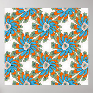 Raster Bloemen Abstract Textiel Print
