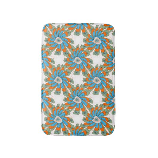 Raster Bloemen Abstract Textiel Print Badmat (Voorkant Verticaal)