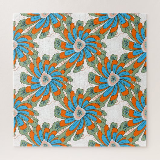 Raster Bloemen Abstract Textiel Print Legpuzzel (Verticaal)
