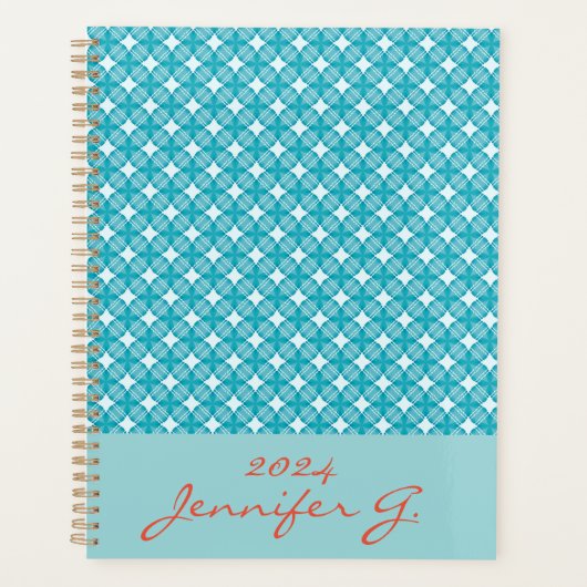 Raster en sterren Gingham Patroon 2 Planner (Voorkant)