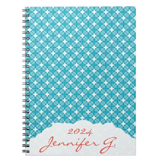 Raster en sterren Gingham Pattern Notitieboek (Voorkant)