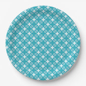 Raster en sterren Gingham Pattern Papieren Bordje (Voorkant)