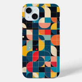 Raster met cirkelvariaties en stippen iPhone 15 mini hoesje