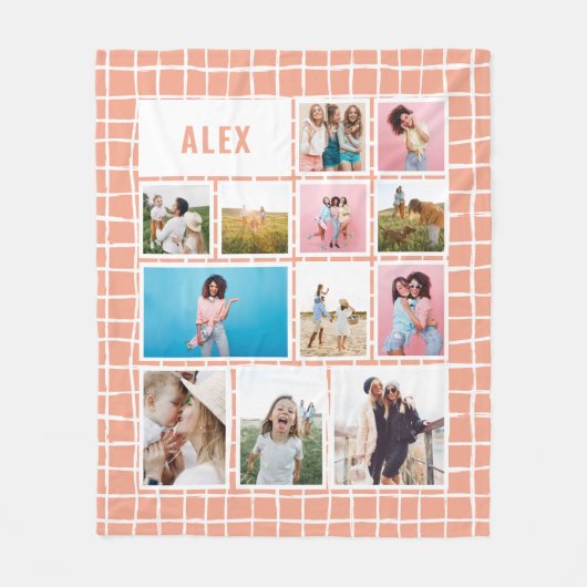 Raster perziken wit 12 foto modern minimaal abstra fleece deken (Voorkant)