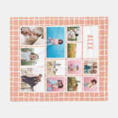 Raster perziken wit 12 foto modern minimaal abstra fleece deken (Voorkant (Horizontaal))