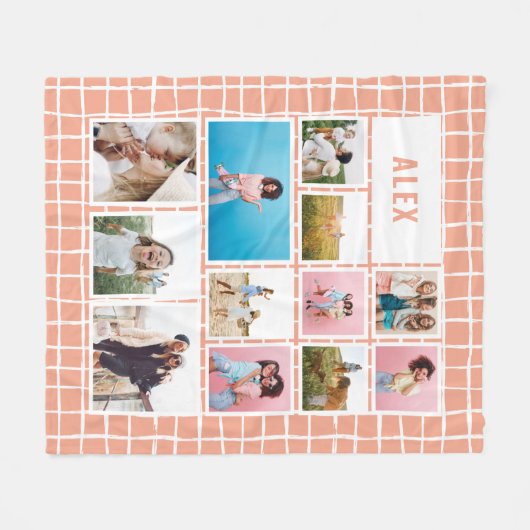 Raster perziken wit 12 foto modern minimaal abstra fleece deken (Voorkant (Horizontaal))