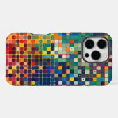 Raster van kleine kleurrijke pleinen met stippen iPhone hoesje (Achterkant horizontaal)