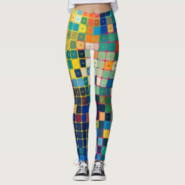 Raster van kleine kleurrijke pleinen met stippen leggings