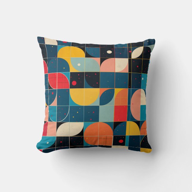 Raster van kleurrijke cirkelvorm variaties kussen (Voorkant)