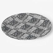 Raster van zwart-wit geometrische patronen, 01 papieren bordje (Gekanteld)