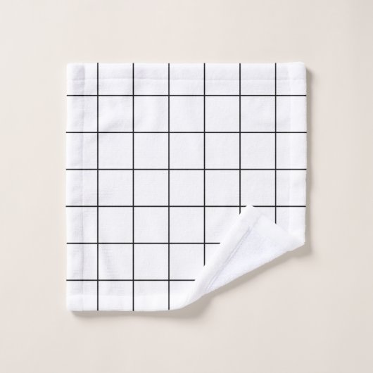 Raster Zwart en Wit Bad Handdoek (Wasdoekje)