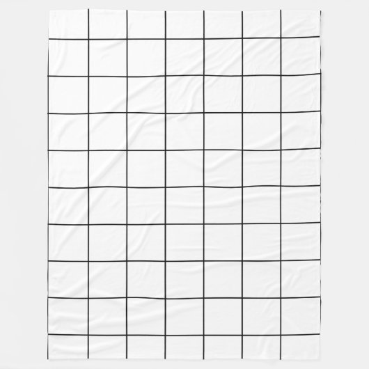 Raster Zwart en Wit Fleece Deken (Voorkant)