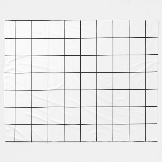 Raster Zwart en Wit Fleece Deken (Voorkant (Horizontaal))