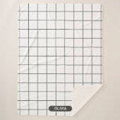 Raster Zwart en Wit Sherpa Deken (Voorkant)