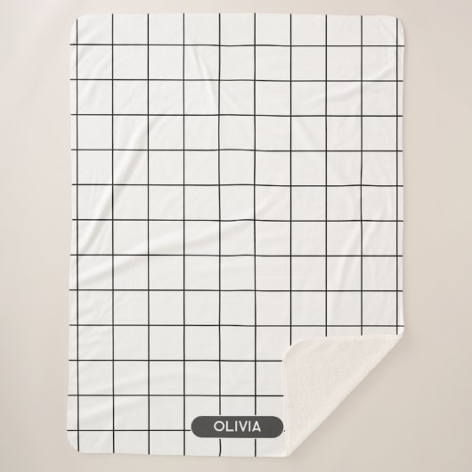 Raster Zwart en Wit Sherpa Deken (Voorkant)