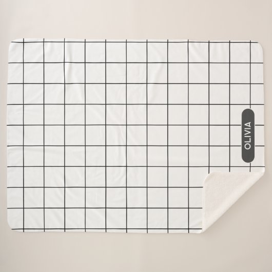 Raster Zwart en Wit Sherpa Deken (Voorkant (horizontaal))