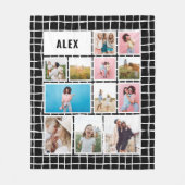 Raster zwart wit 12 foto modern minimaal abstract fleece deken (Voorkant)