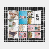 Raster zwart wit 12 foto modern minimaal abstract fleece deken (Voorkant (Horizontaal))