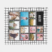 Raster zwart wit 12 foto modern minimaal abstract fleece deken (Voorkant (Horizontaal))