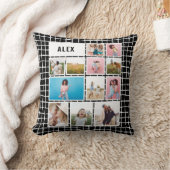 Raster zwart wit 12 foto modern minimaal abstract kussen (Deken)