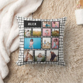 Raster zwart wit 12 foto modern minimaal kussen (Deken)