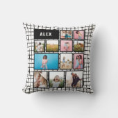Raster zwart wit 12 foto modern minimaal kussen (Voorkant)