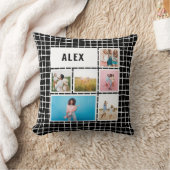Raster zwart wit 6 foto modern minimaal abstract kussen (Deken)
