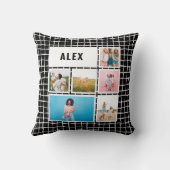 Raster zwart wit 6 foto modern minimaal abstract kussen (Achterkant)