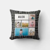 Raster zwart wit 6 foto modern minimaal abstract kussen (Voorkant)