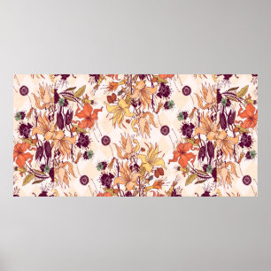 Rasterafbeelding. Lichtbloempatroon op kleur Poster