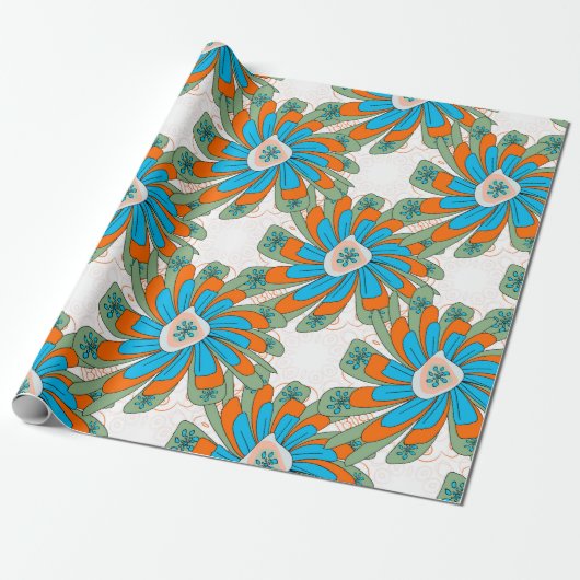 Rasterbloem met abstracte bloemen. Abstr Cadeaupapier (Uitgerold)