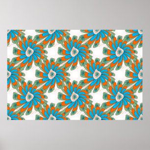 Rasterbloem met abstracte bloemen. Abstr Poster