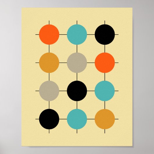 Rastercirkels Mid Century Modern gestileerd Poster (Voorkant)