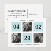 Rasterfotocollage | Blauw | BEWAREN VAN DE DATUM Aankondigingskaart (Voorkant / Achterkant)