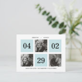 Rasterfotocollage | Blauw | BEWAREN VAN DE DATUM Aankondigingskaart (Staand voorkant)