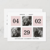 Rasterfotocollage | Blush Pink | DE DATUM OPSLAAN Aankondigingskaart (Voorkant / Achterkant)