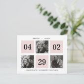 Rasterfotocollage | Blush Pink | DE DATUM OPSLAAN Aankondigingskaart (Staand voorkant)
