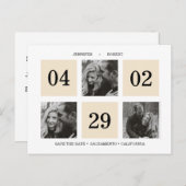 rasterfotocollage | Crème | Save the date Aankondigingskaart (Voorkant / Achterkant)