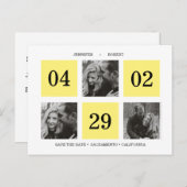 Rasterfotocollage | Geel | BEWAREN VAN DE DATUM Aankondigingskaart (Voorkant / Achterkant)