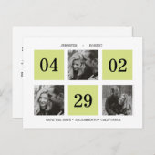 Rasterfotocollage | Groen | BEWAREN VAN DE DATUM Aankondigingskaart (Voorkant / Achterkant)