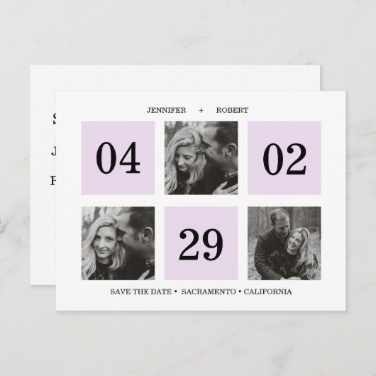 Rasterfotocollage | Lavender | BEWAREN VAN DE DATU Aankondigingskaart (Voorkant / Achterkant)