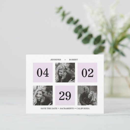 Rasterfotocollage | Lavender | BEWAREN VAN DE DATU Aankondigingskaart (Staand voorkant)